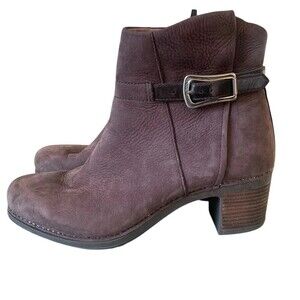 Dansko Hartley Zip Ankle Boot EUR 40 Womens Size 9-9.5 Chocolate Nubuck Leather